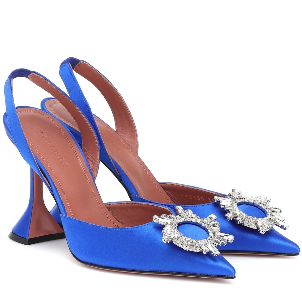 Amina Muaddi Begum Embellished Blue Slingback 39